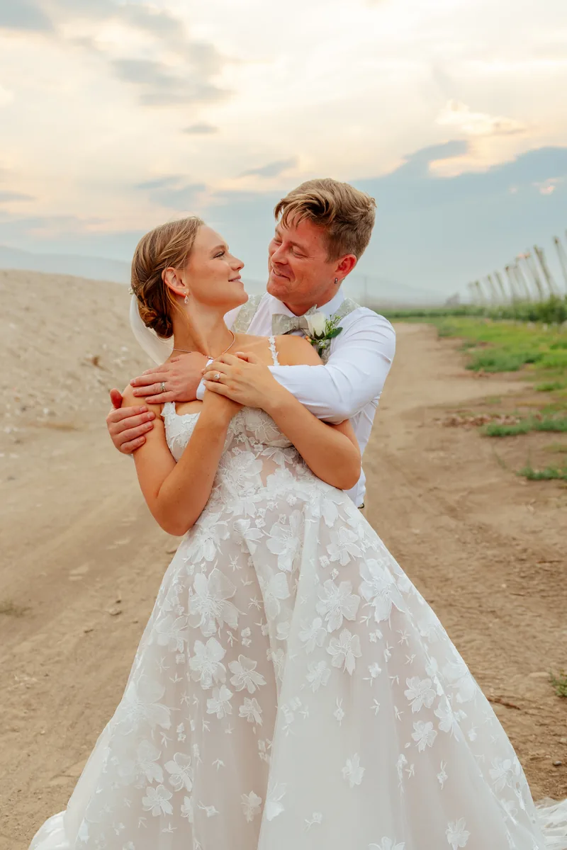 Sunset embrace on a country road — Snohomish County wedding photographer