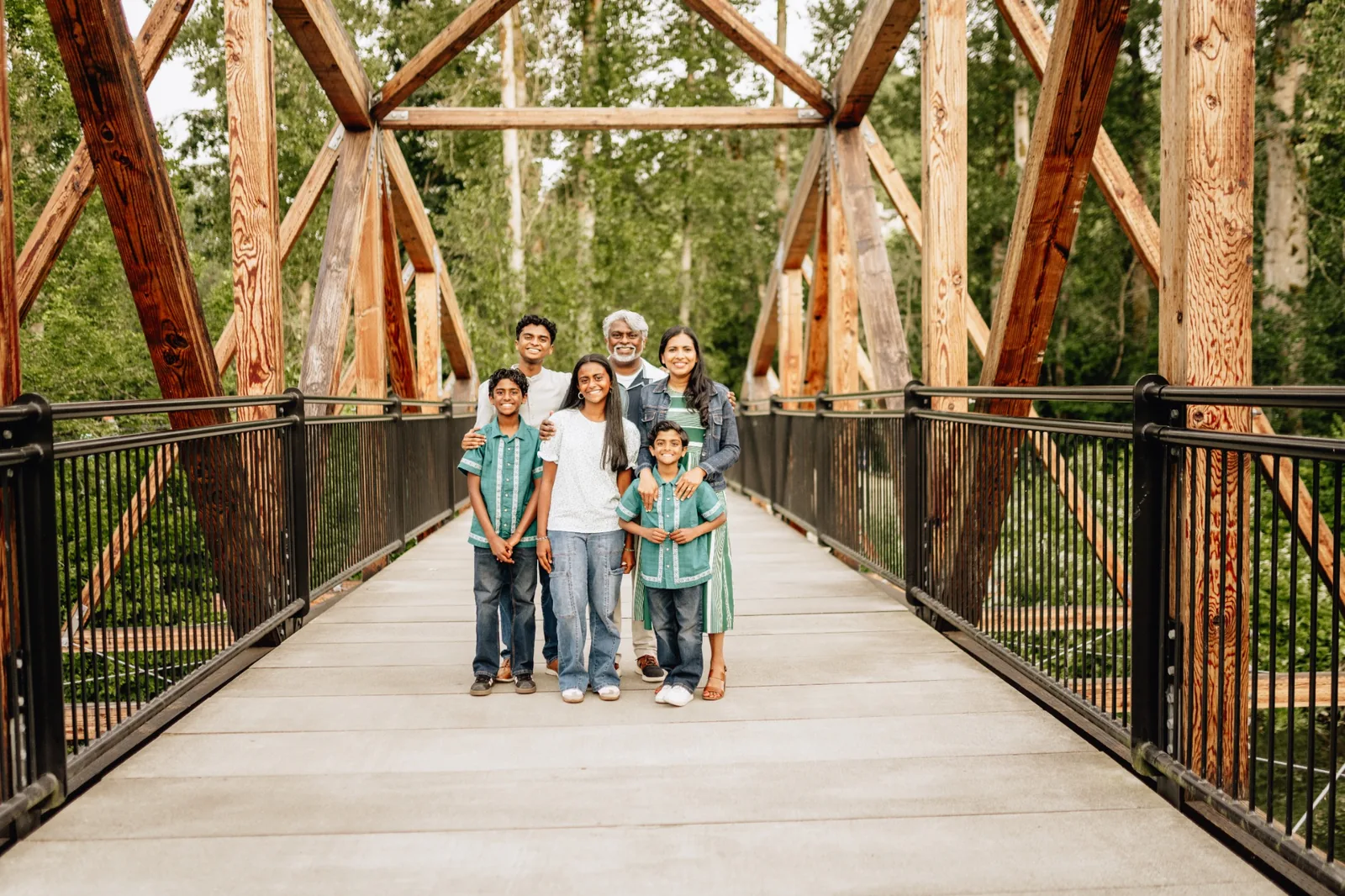 Family on bridge