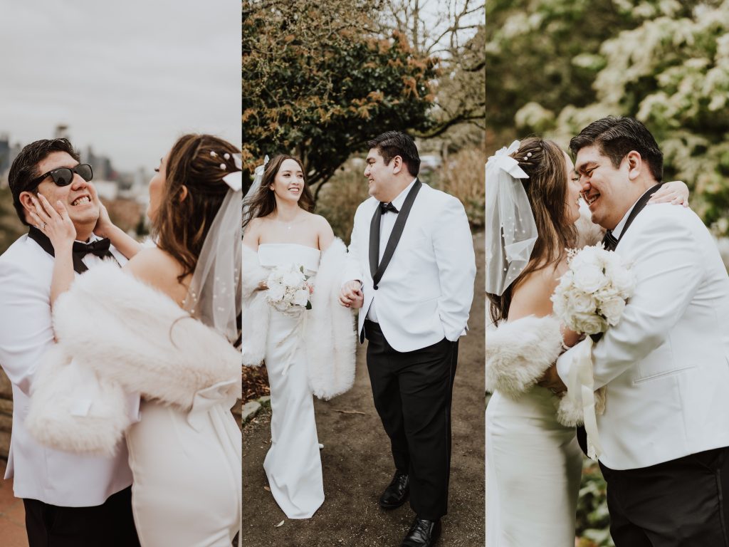 a collage of a bride and groom